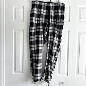 Nautica Pajama Pants Mens Size L Black White Plaid Elastic Waist Drawstring